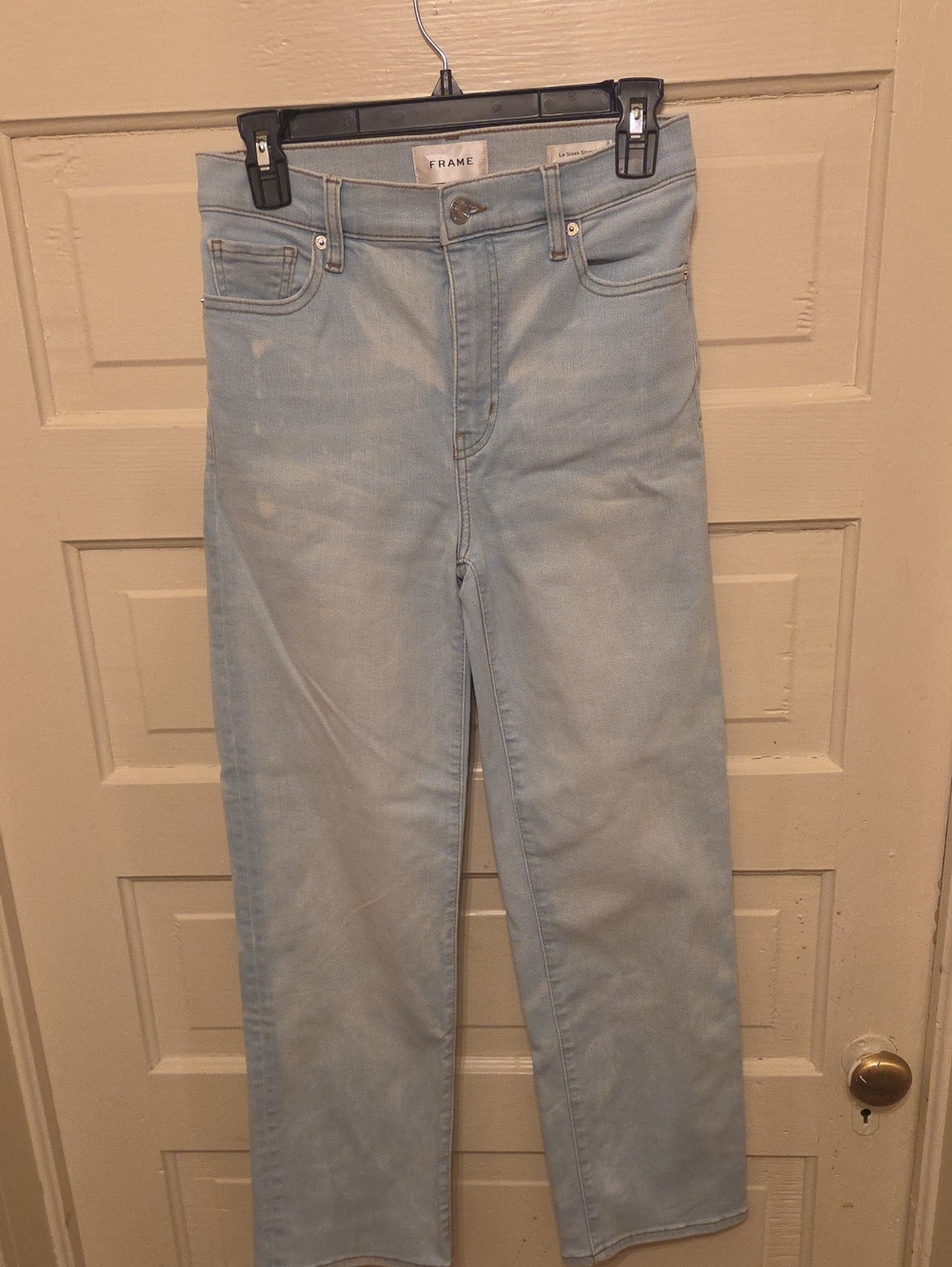 Frame Denim Light Wash High-Rise Straight Jeans